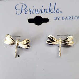 Periwinkle by Barlow Silver Tone Dragonfly Stud Earrings NWT